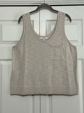 Ann Taylor LOFT Pocket Sweater Tank in Khaki Tan Size XL EUC